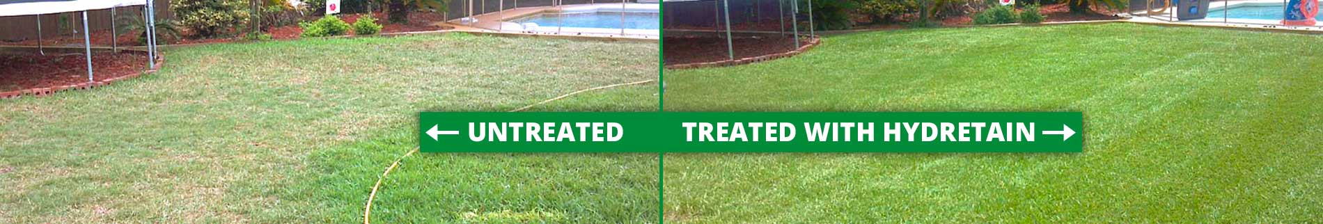 lawn grass before and after treatment with hydretain